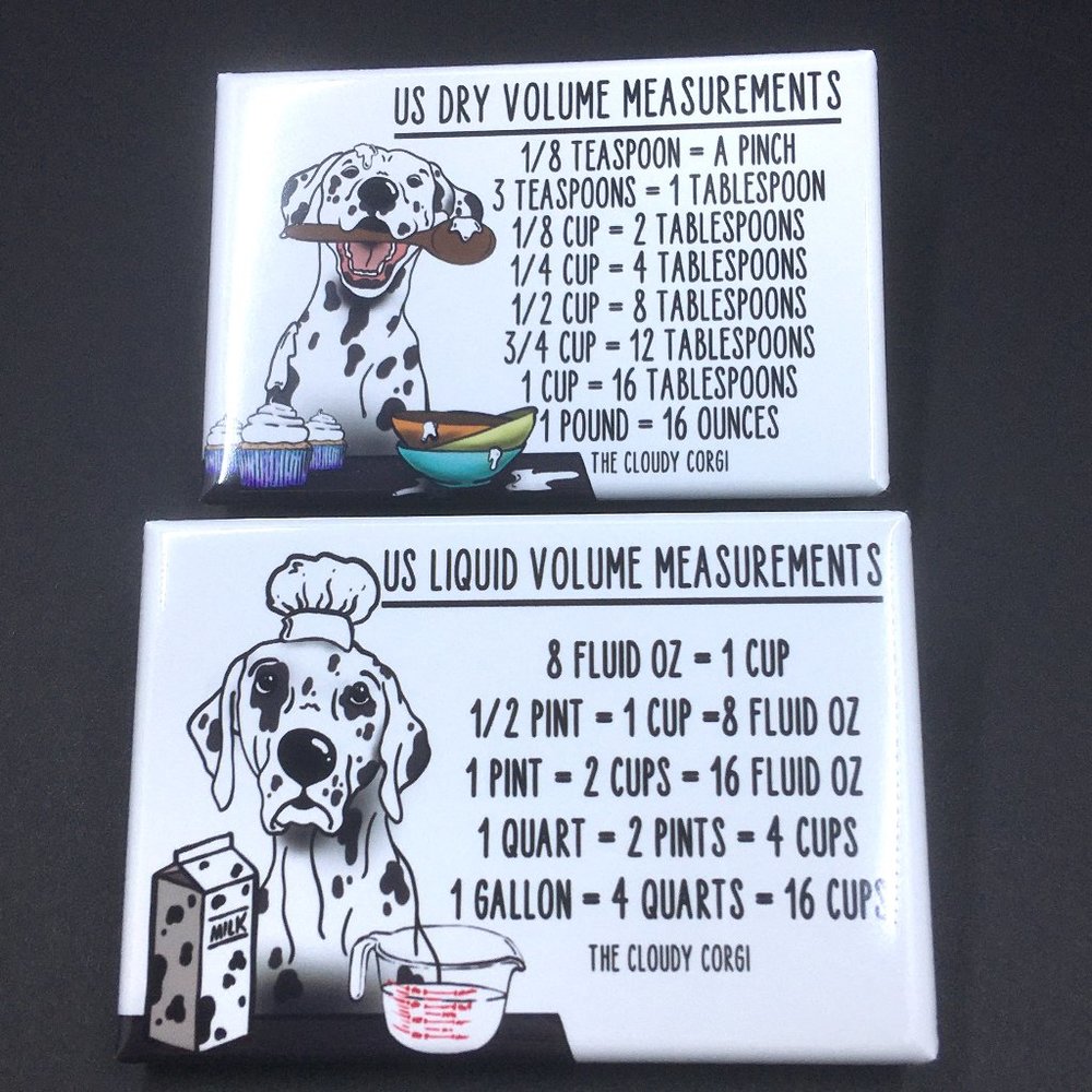 Dalmatian Dog Kitchen Measuring Chart Magnet Set